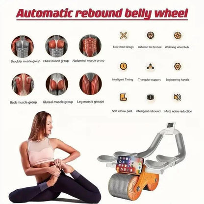 2 in 1 ABS Roller Elbow Support Automatic Rebound Abdominal Wheel Ab Roller for Abdominal Exercise