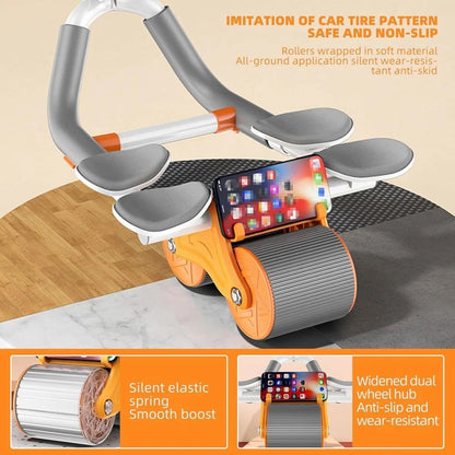 2 in 1 ABS Roller Elbow Support Automatic Rebound Abdominal Wheel Ab Roller for Abdominal Exercise